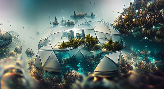 Futuristic Underwater Domed City