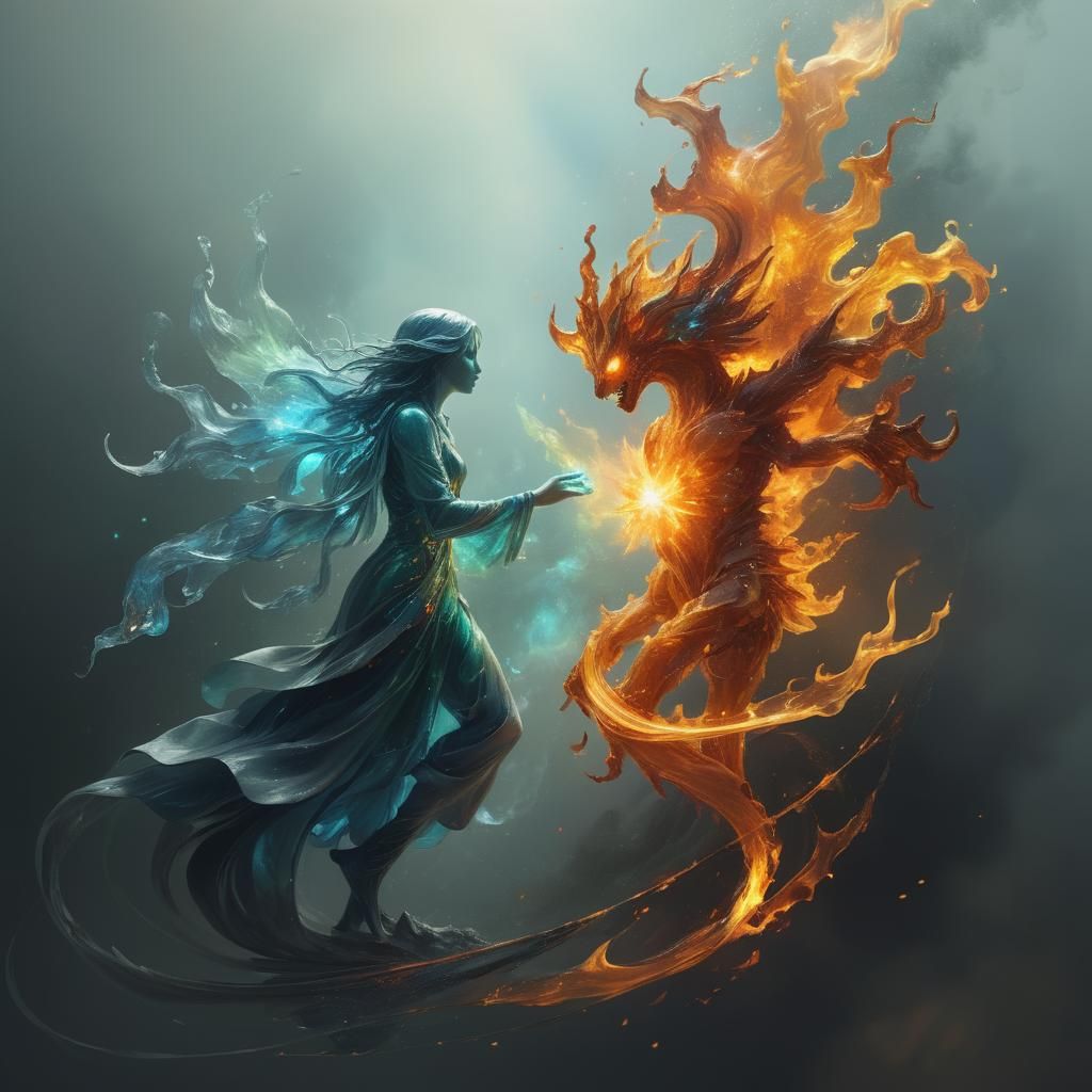 Fire Elemental Gemstone in Surreal Astral Display