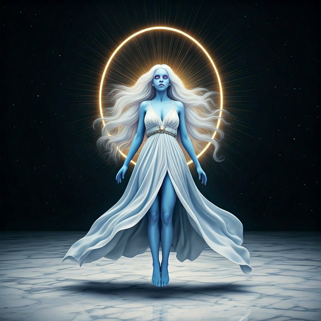 Ethereal Woman in Divine Chaos, Surrealist Style