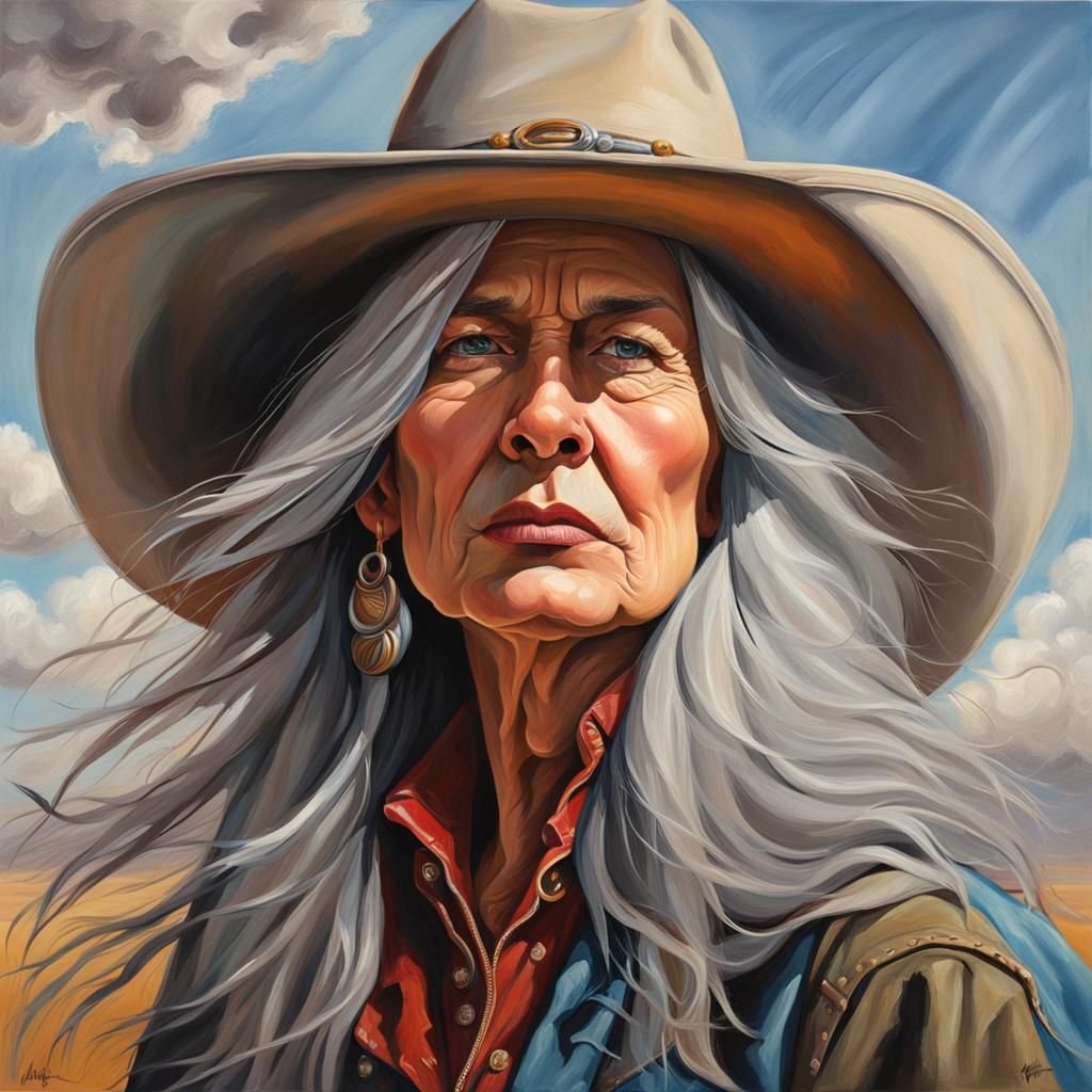 Cowgirl in Wyoming Wind as Splash Art