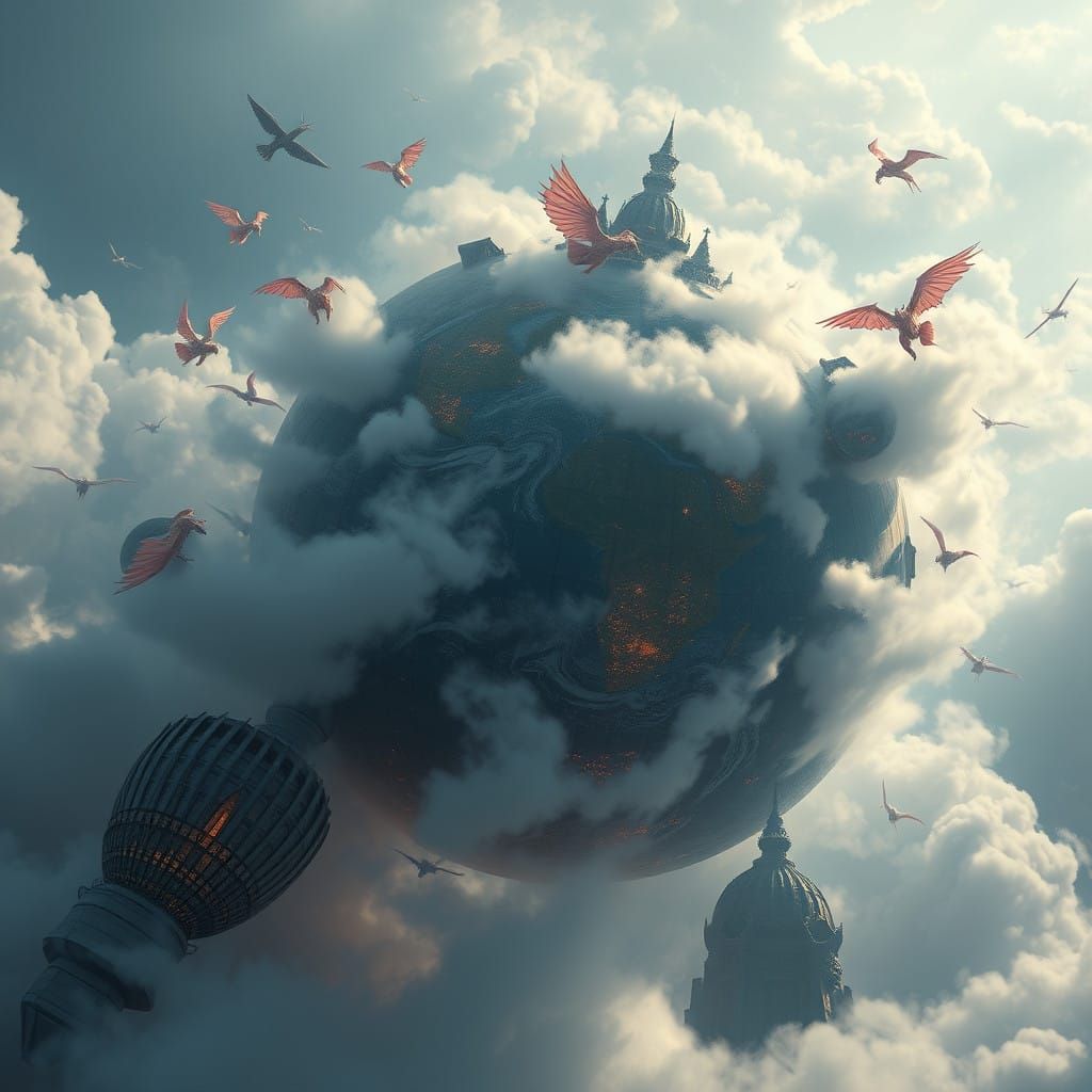 Majestic World Globe in Ethereal Dreamscapes