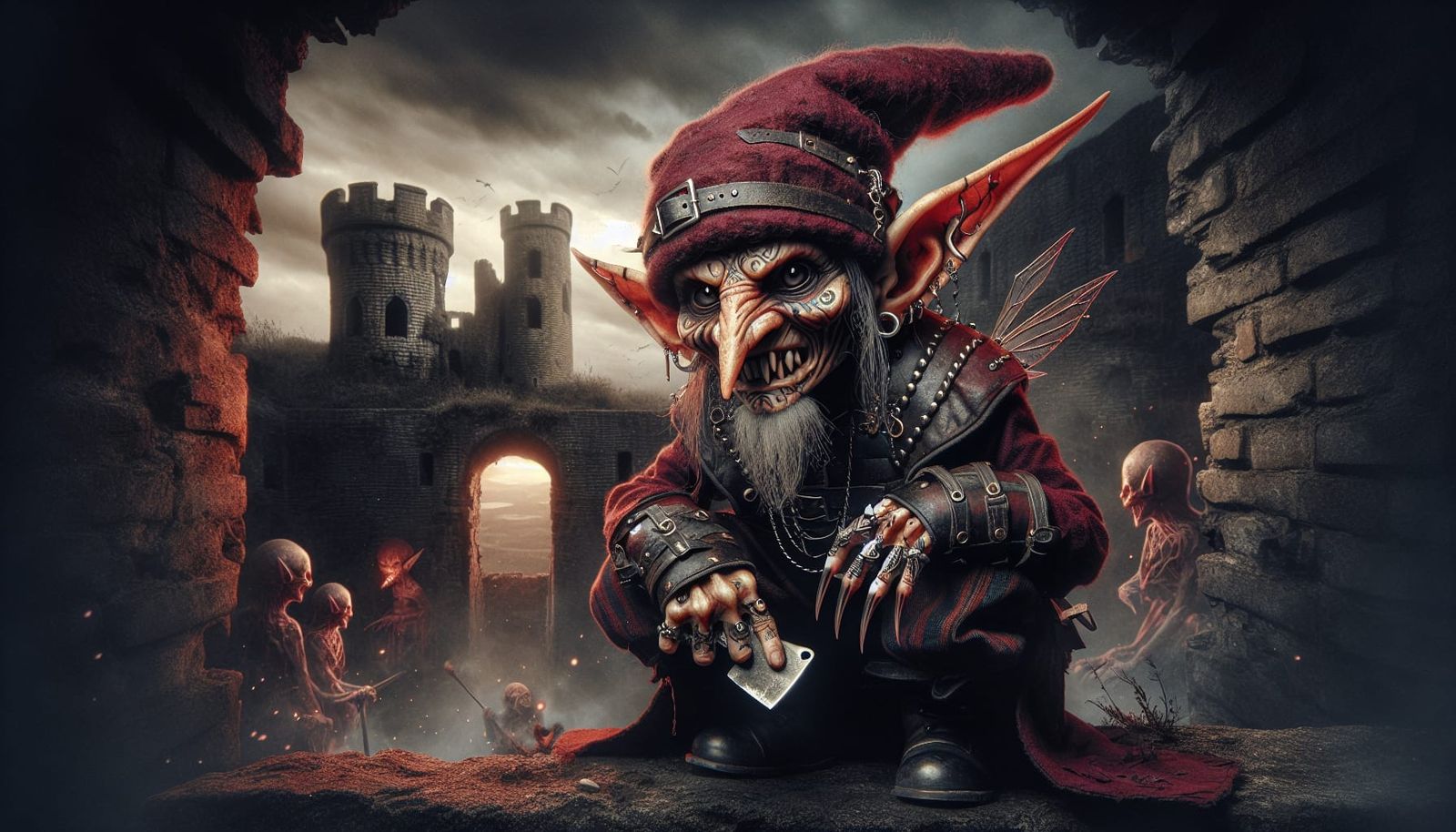 Eerie Fairy Punk in a Ruined Castle, Dark Hyperrealistic Fin...