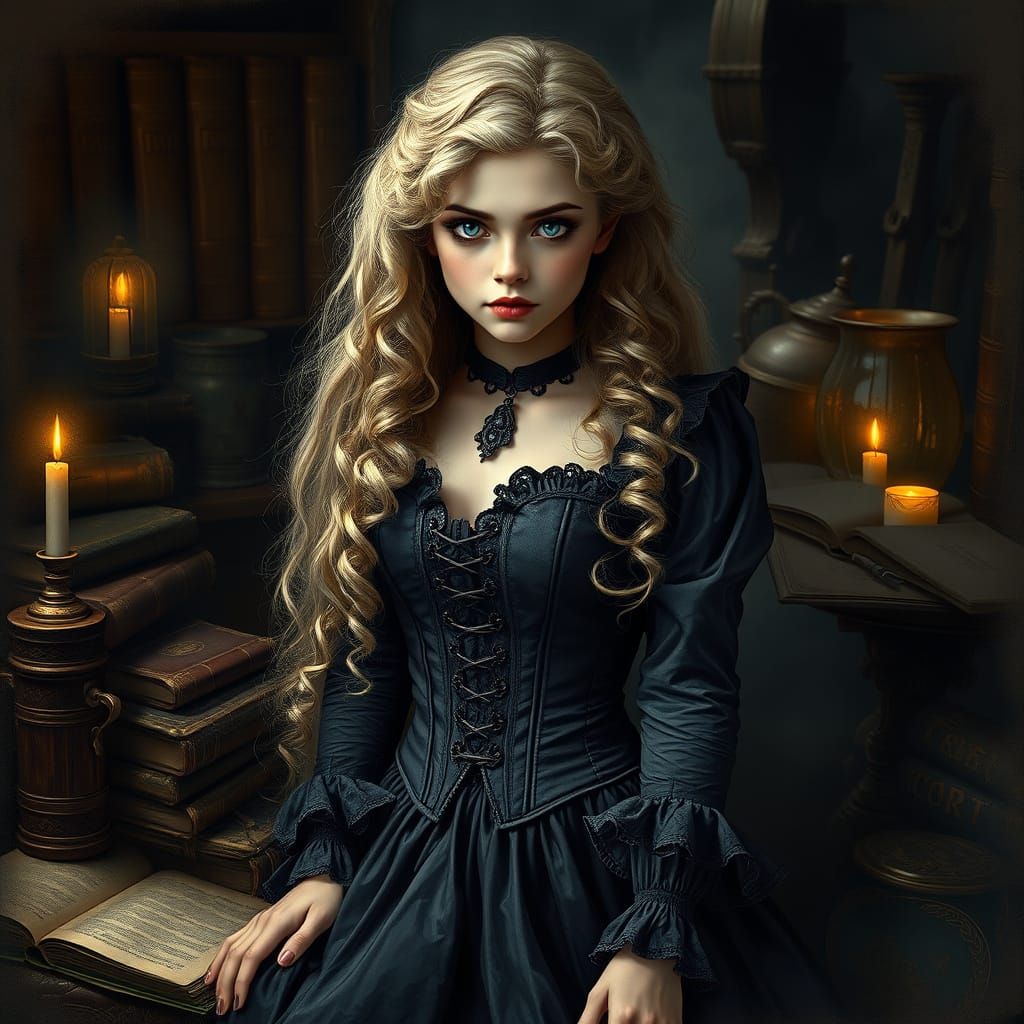 Victorian Woman in Dark Gothic Fairy Tale Style