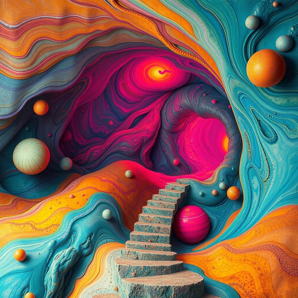 Dreamlike Surrealism in Vibrant, Swirling Colors