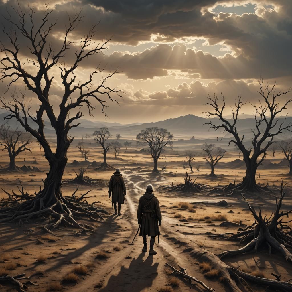 Barren Famine Landscape in Hyper-Realistic Digital Art