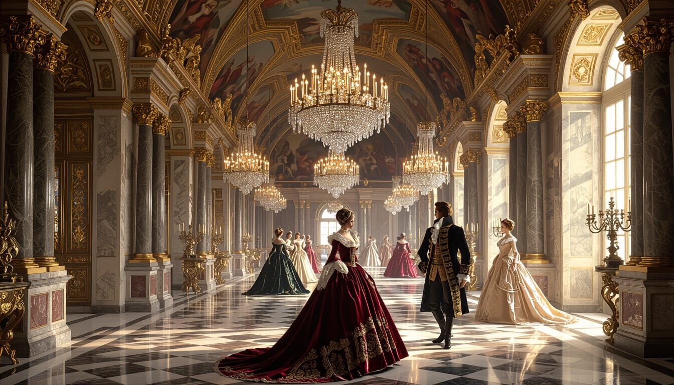 Opulent Baroque Scene of Grandeur and Extravagance