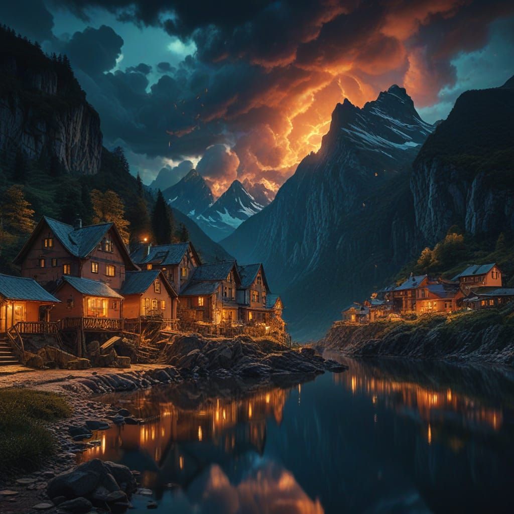 Landslide Destroys Lakeside Village in Art Deco Style