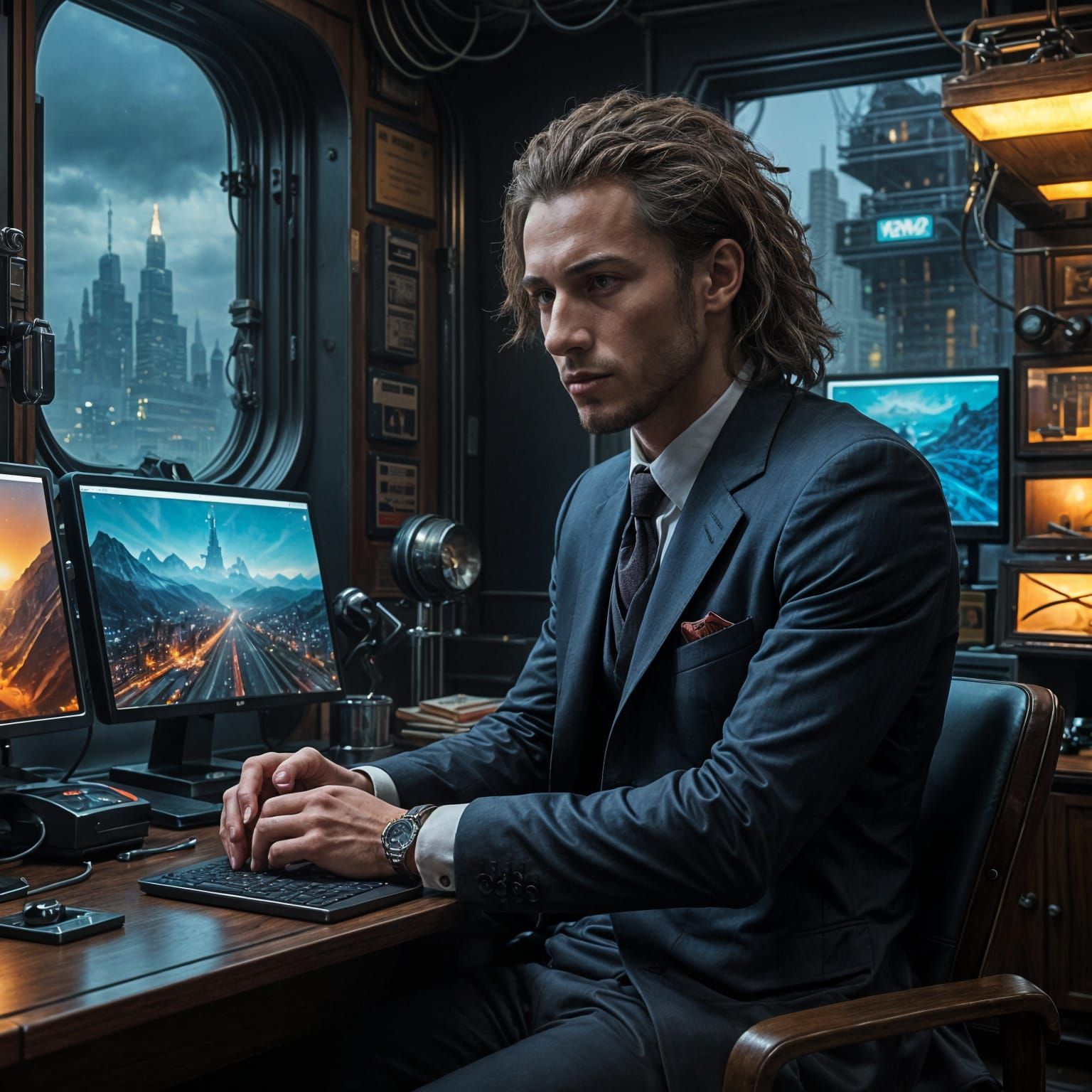 Thoughtful Gentleman in Rembrandt Style Oil Portrait