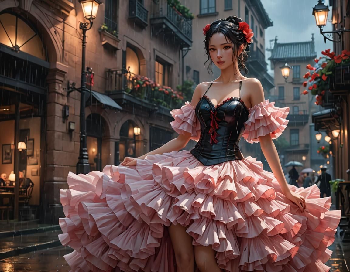 Rainy Day Fur Flamenco in 3D Anime Art