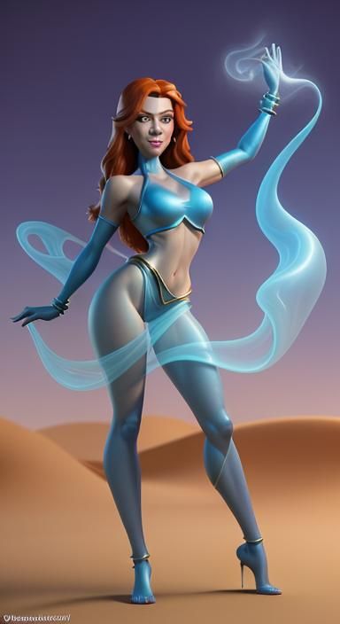 Kim Possible as Genie in 3D Digital Art