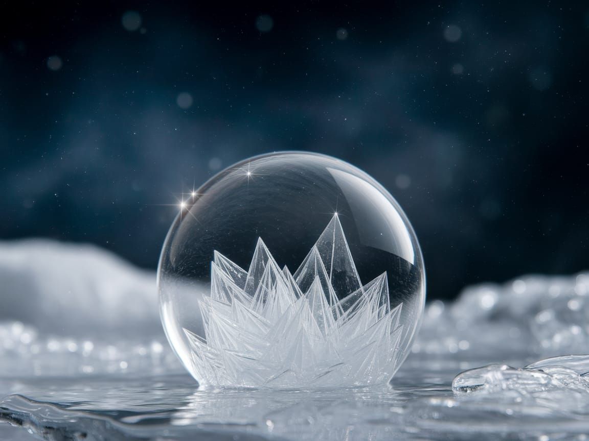 Ethereal Ice Formations in a Starry Night Sky