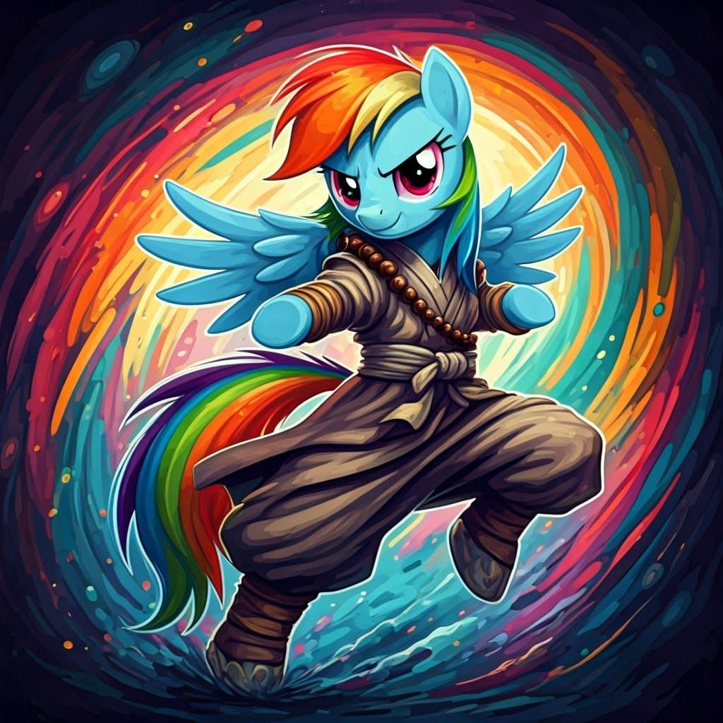 Vibrant Pony Fighter in Urban Stance