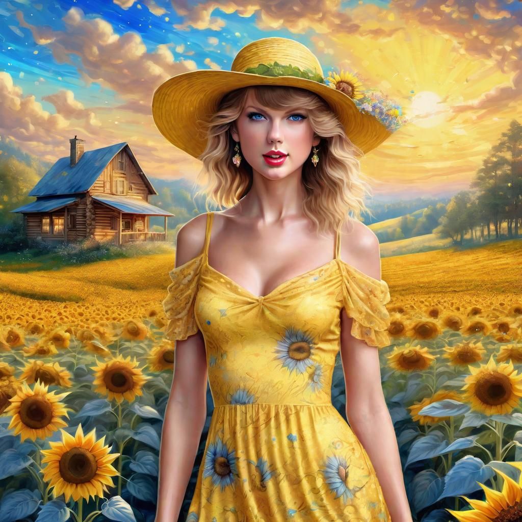 Sunflower Field Portrait in Ethereal Fantasy Style