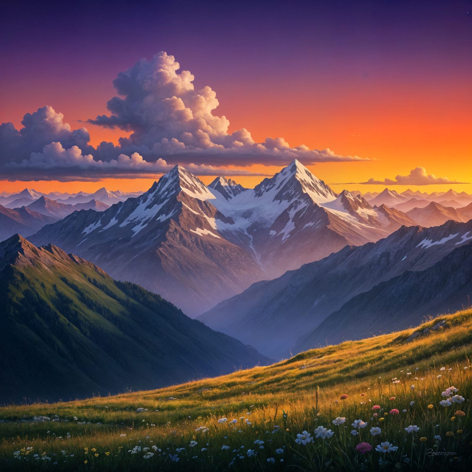 Epic Sunrise Over Snow-Capped Mountains