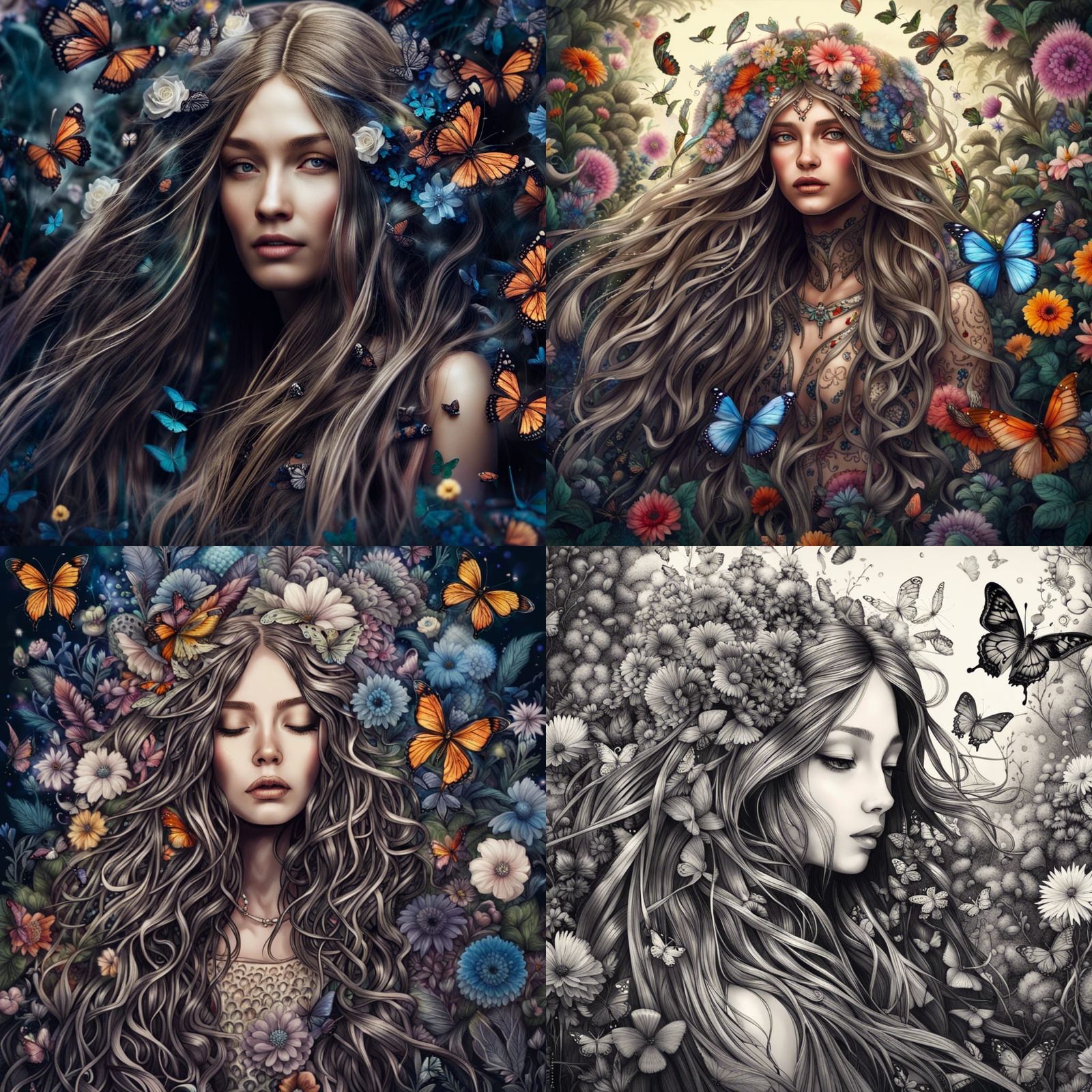 Enchanted Forest Girl in Mystical Flower Garden