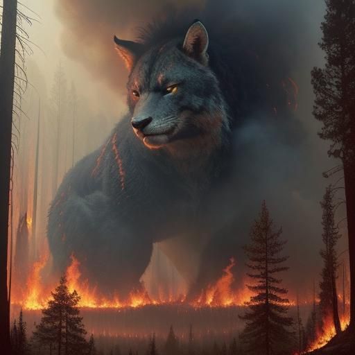 Dramatic Forest Fire Rescue: Epic Digital Matte Painting