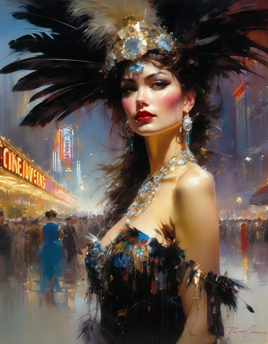 Glamorous Showgirl Portrait in Fine Art Style