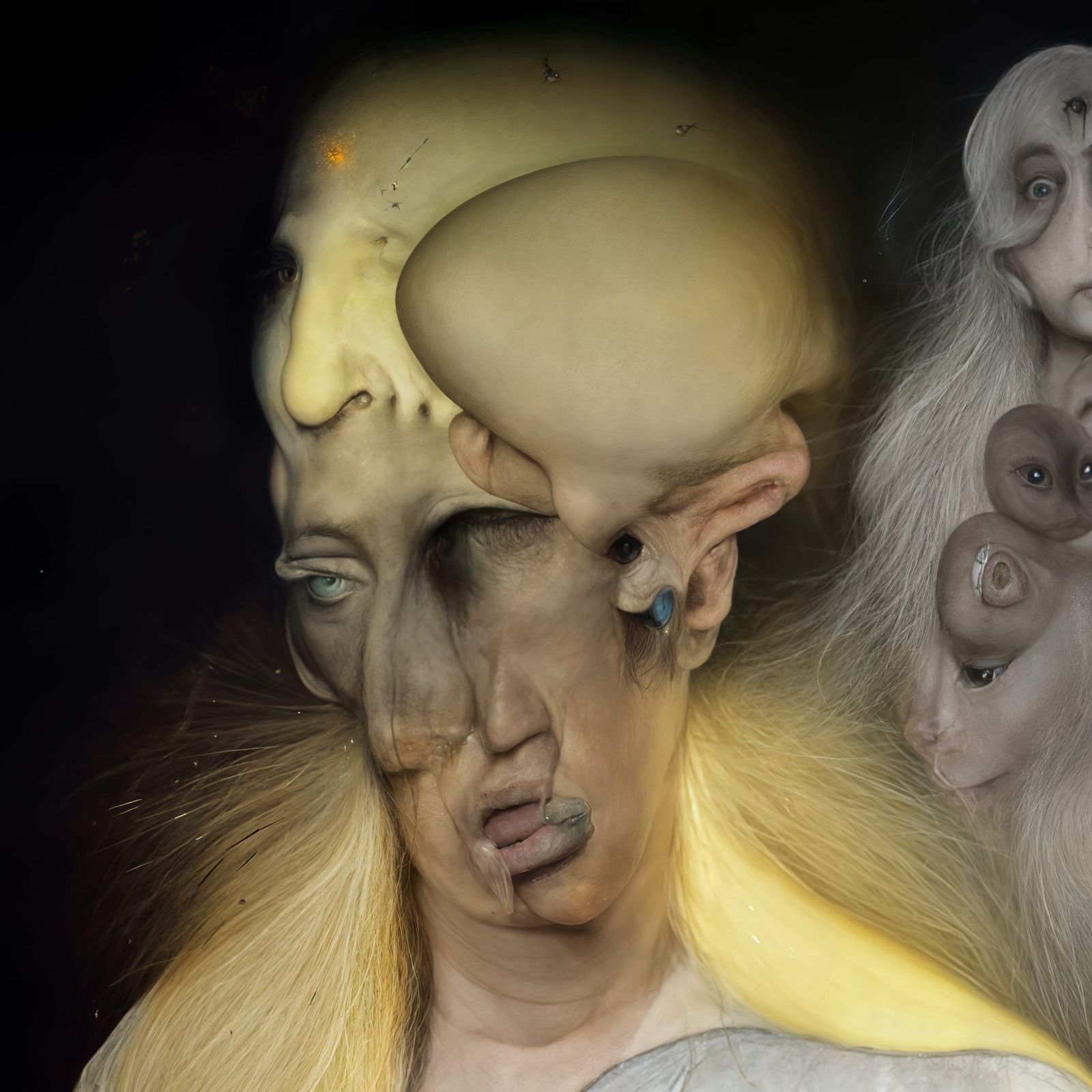 VIsualization of the several different subjects painted on this canvas, on different layers, at different times...