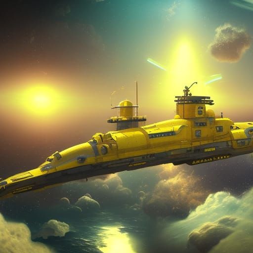 Yellow Submarines in Space: Detailed Matte Painting