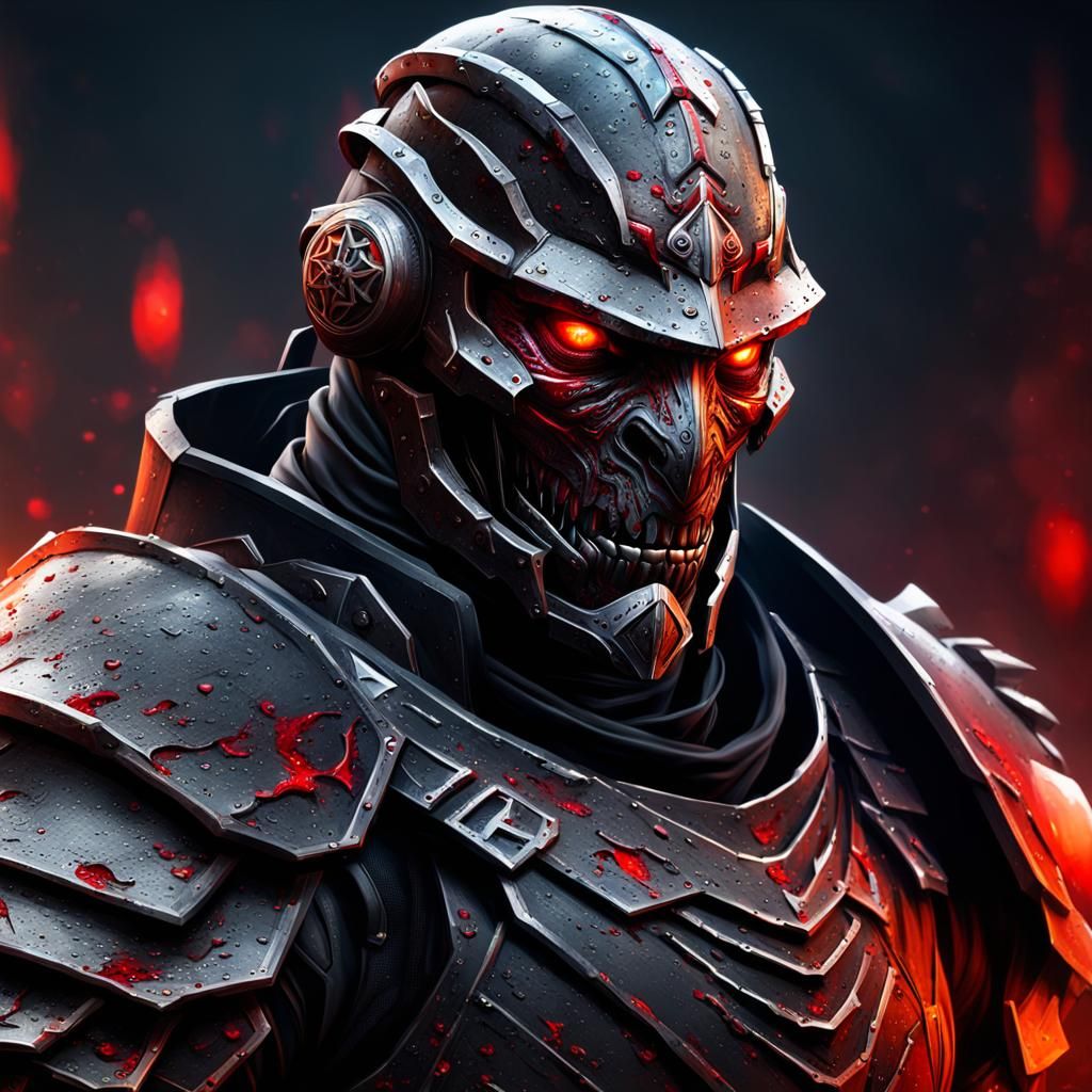 Demonic Warforged Assassin Ninja in Hyperrealistic Style