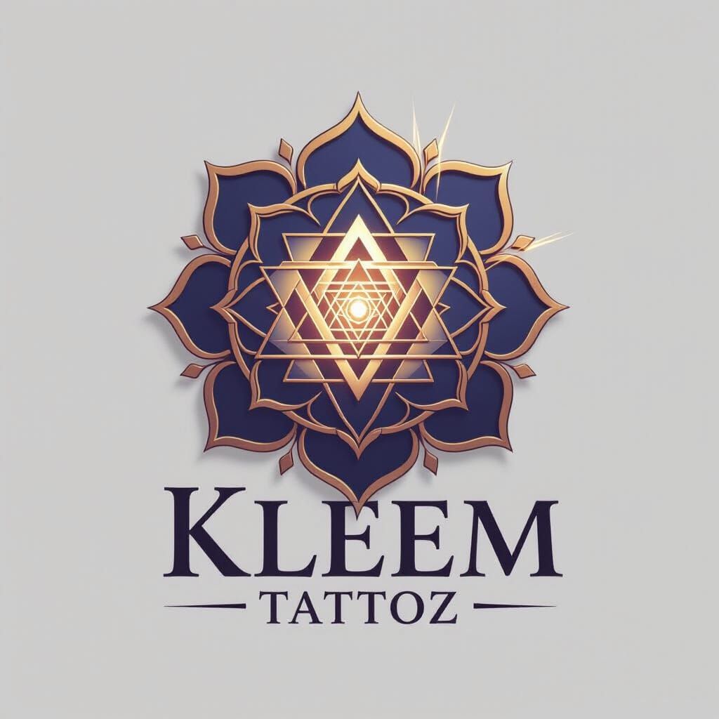 KLEEM TATTOZ Logo: Shri Yantra with Glowing Bindhi