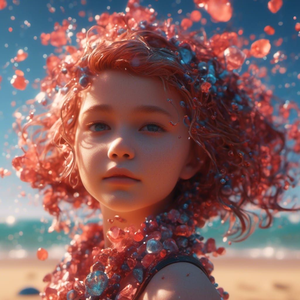 Detailed Beach Art Portrait in Hyperrealistic Style