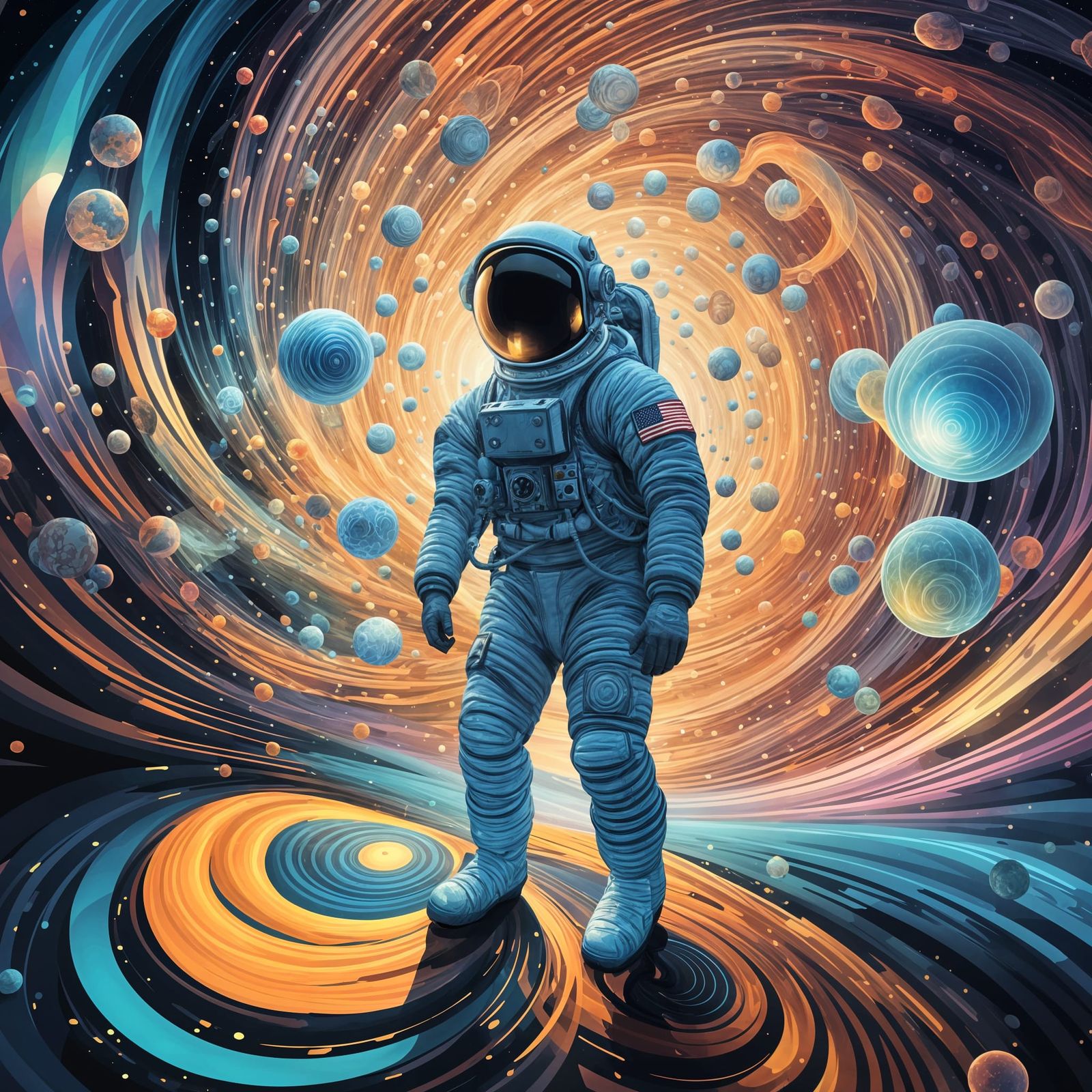 Astronaut in Abstract Vector Fractal Style