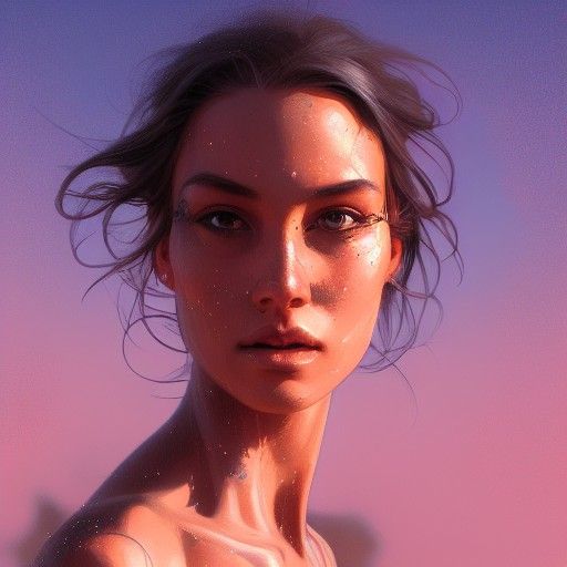 Desert Woman Portrait at Sunrise in Hyperrealistic Style