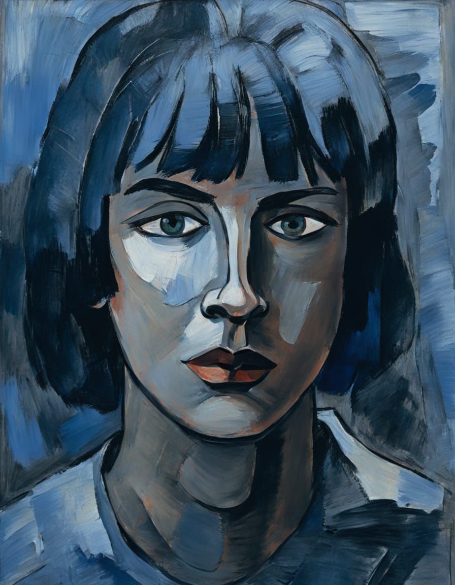 Brooding Female Portrait in Expressionist Style