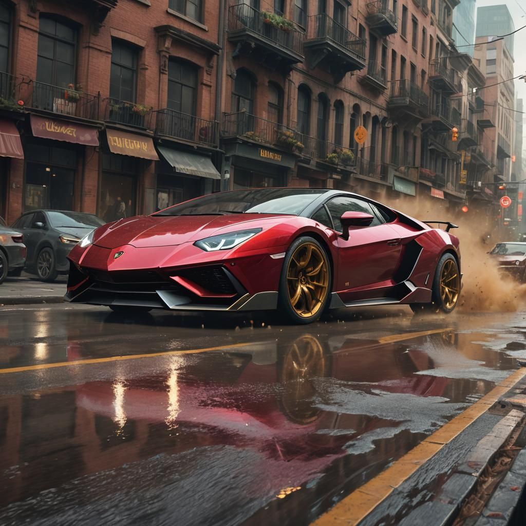 Tony Stark Drives Lambo in Detailed Matte Painting