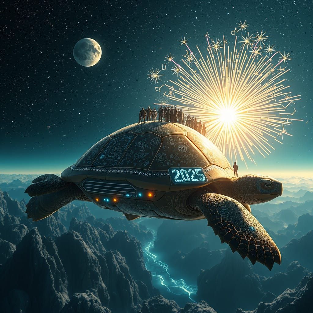 A Cosmic Turtle Embarks into the Starry Expanse