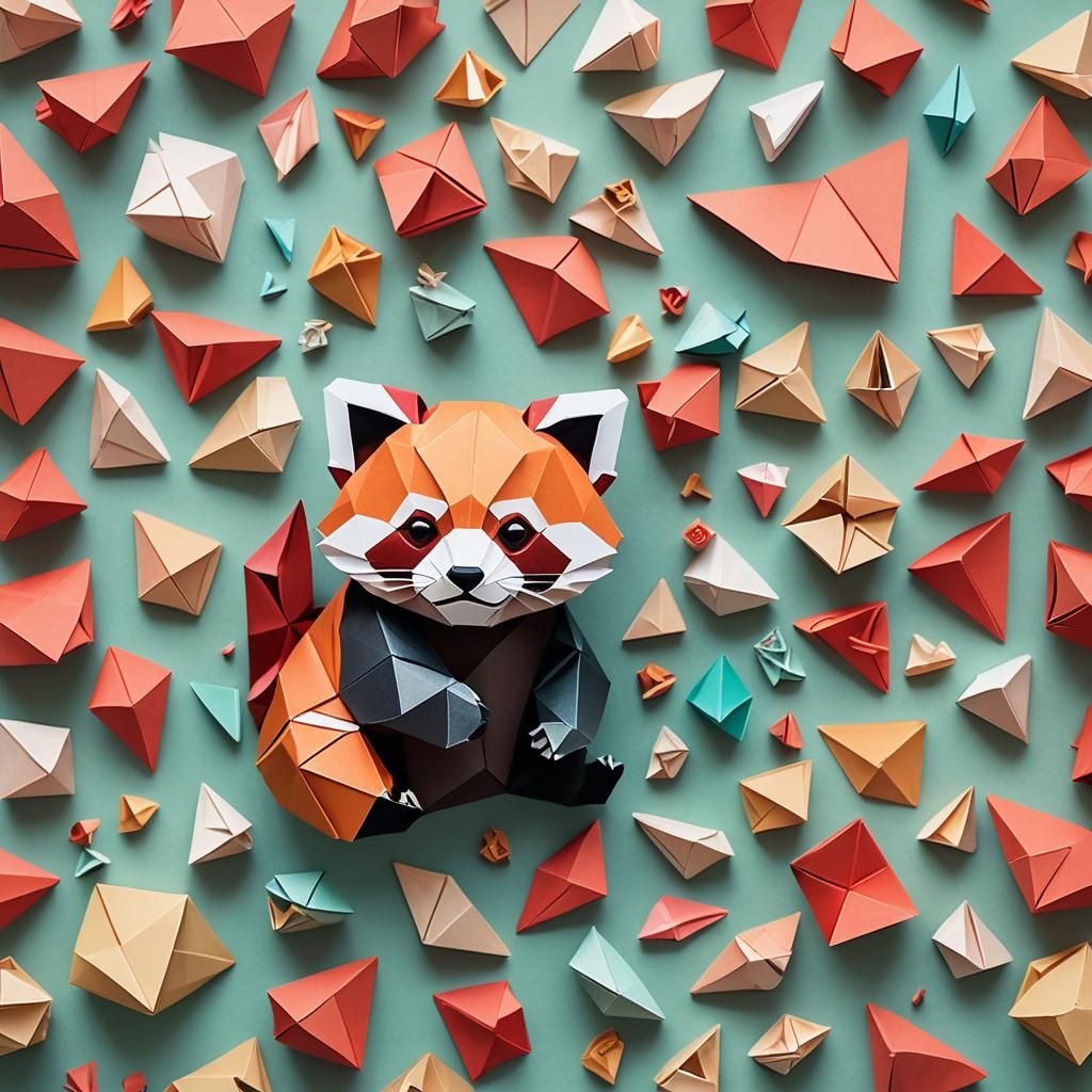Playful Papercraft: Red Panda with Origami Lamborghini