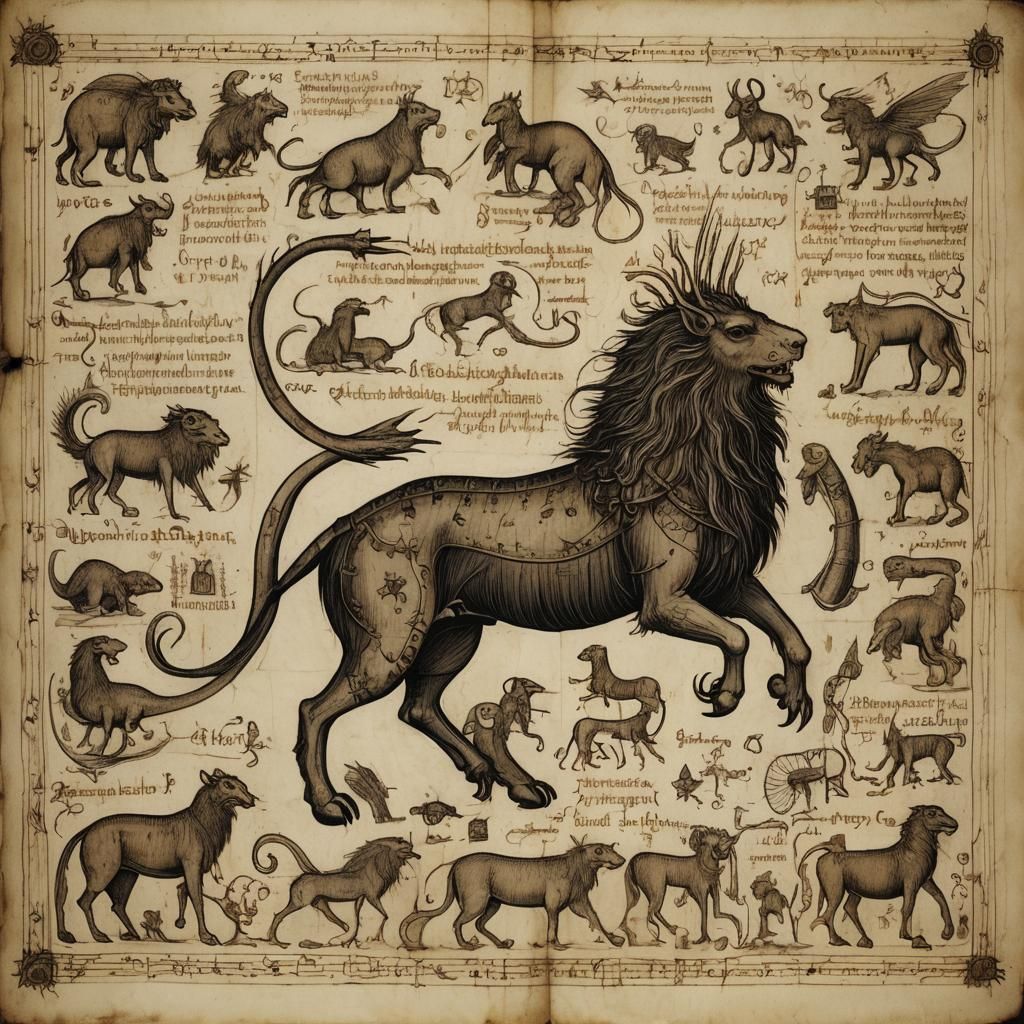 Hecatoncheires Bestiary Entry in Da Vinci Style