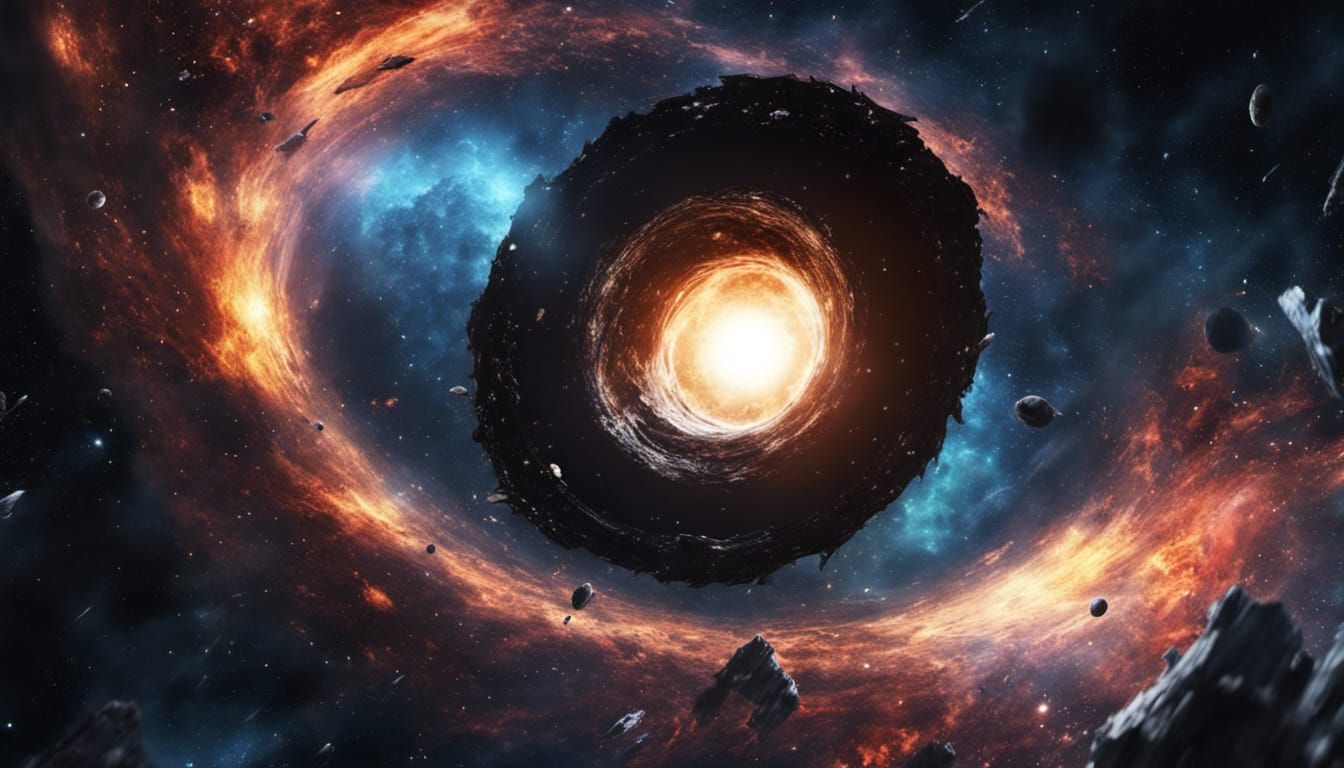 Black Hole Devouring Galaxies: A Cosmic Matte Painting