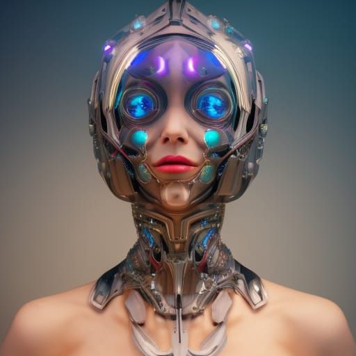 Cybernetic Woman in Neo-Futuristic Cityscape Digital Art