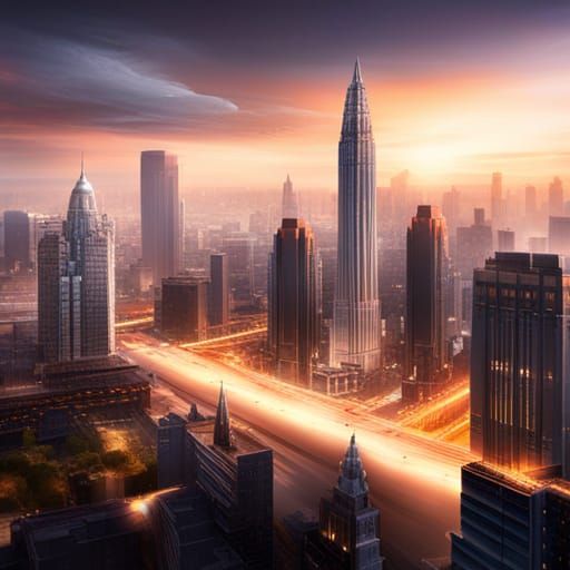 Epic Cityscape with Central Capitol Building