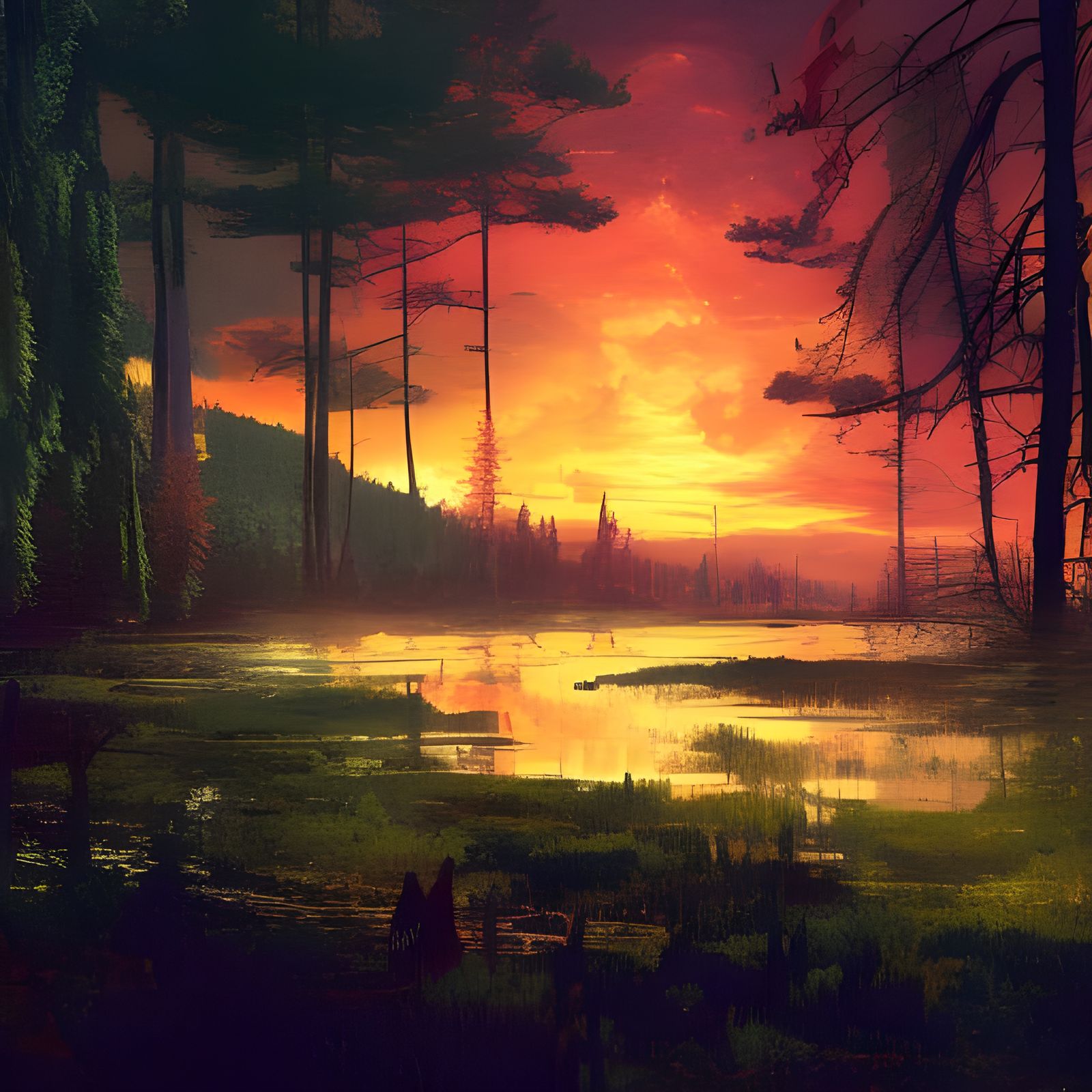 Breathtaking Sunset Landscape in Photorealistic Style