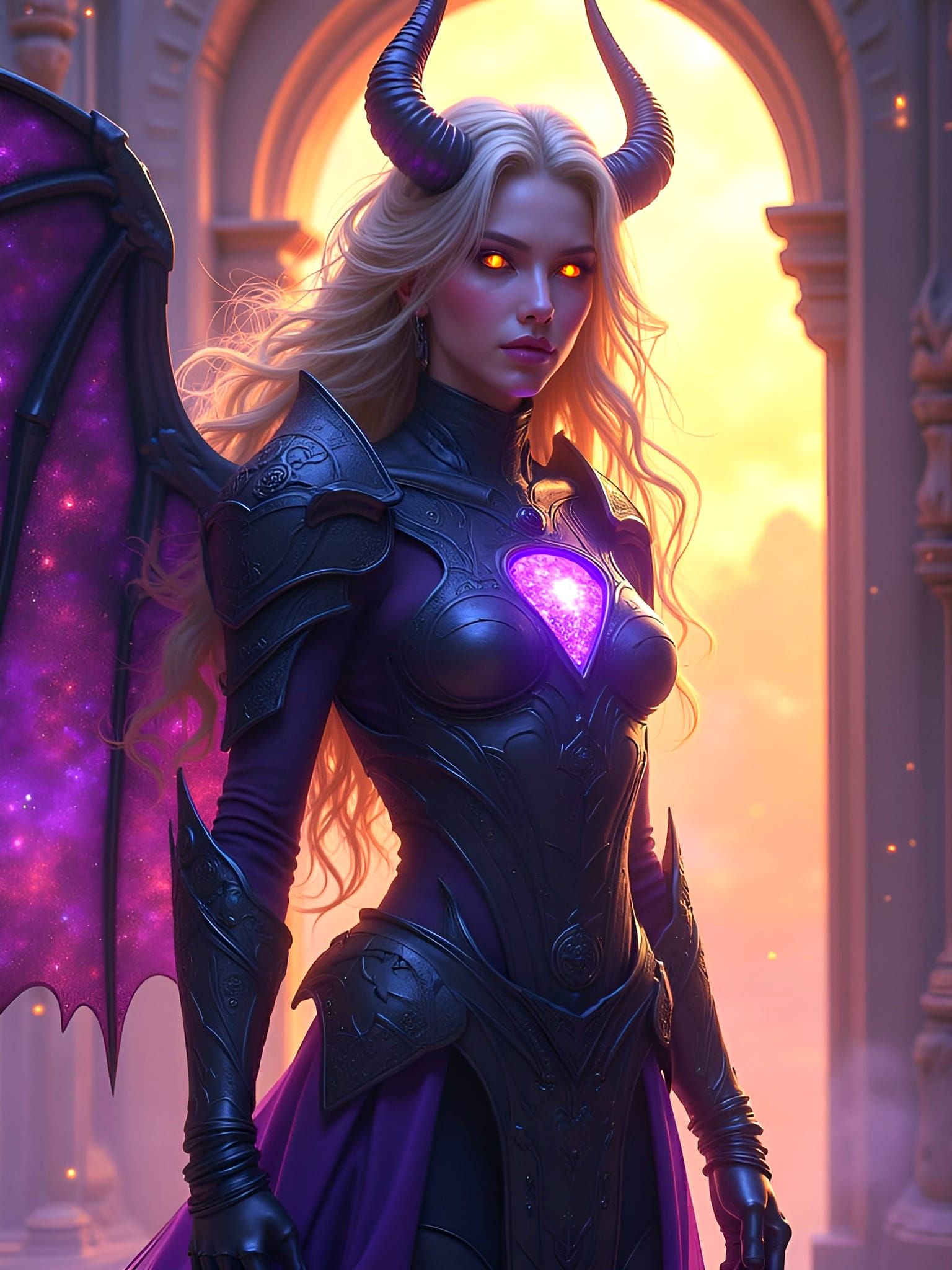 Gothic Incubus Guarding Celestial Gateway