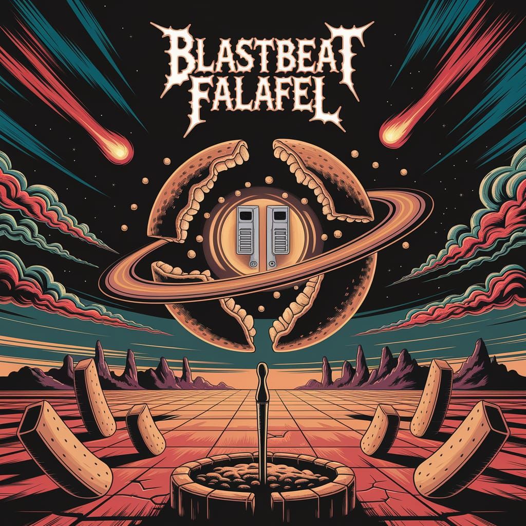 Surreal Heavy Metal Album Cover: Blastbeat Falafel