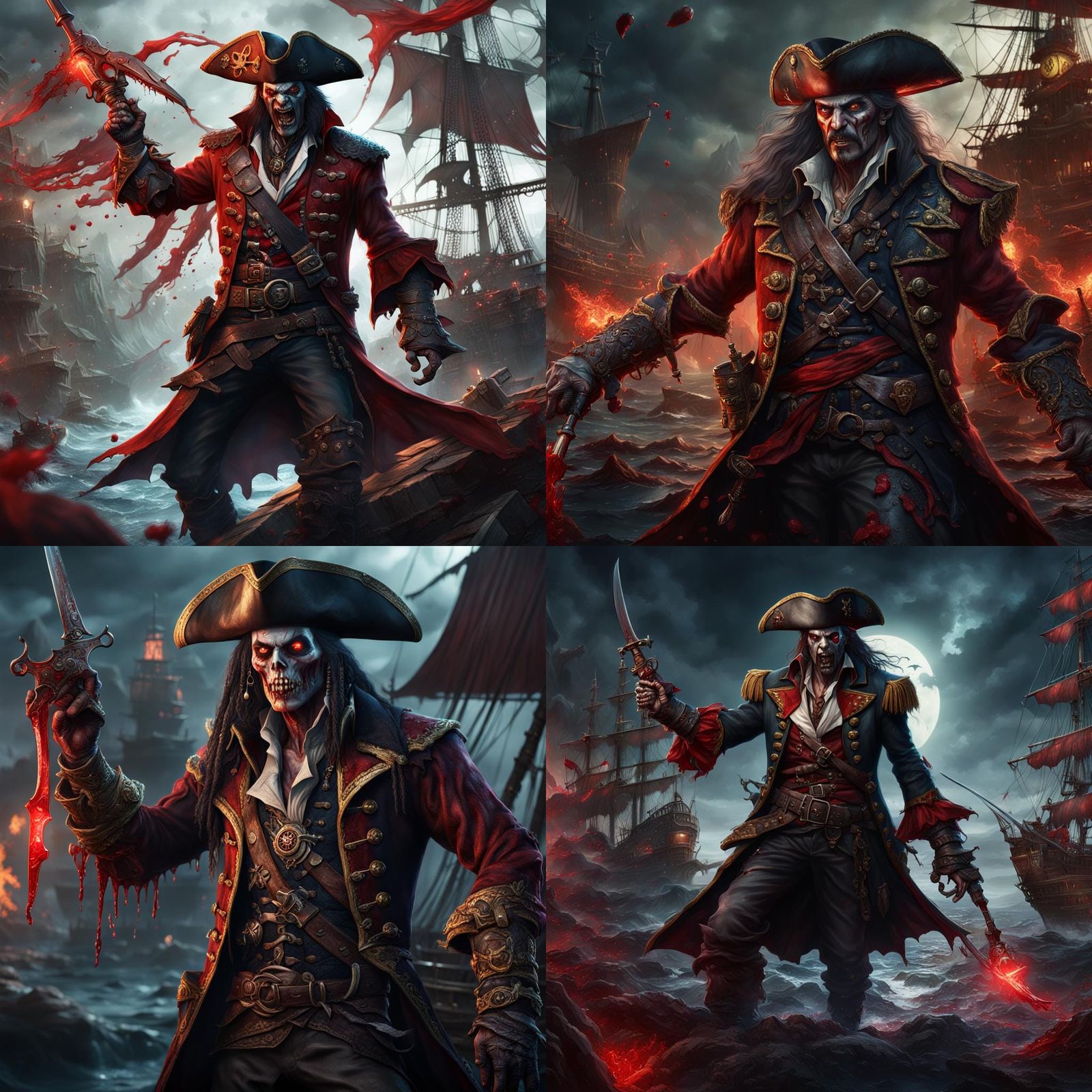 Vampire Pirate Captain: Detailed Fantasy Art