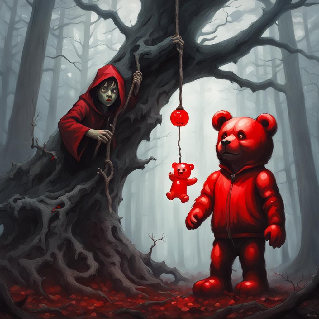 Sinister Witch in Foggy Forest Scene