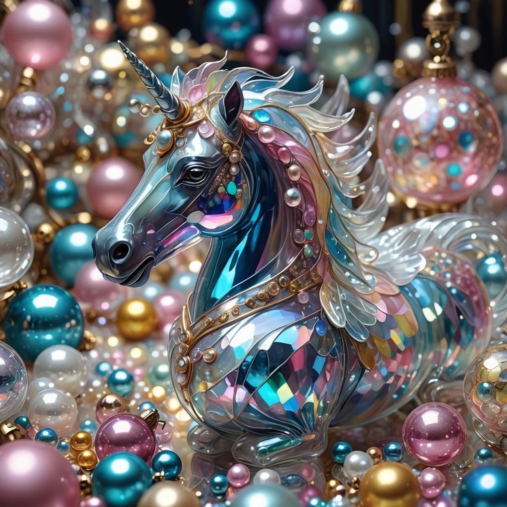 Glass Unicorn Art Nouveau Fantasy Portrait