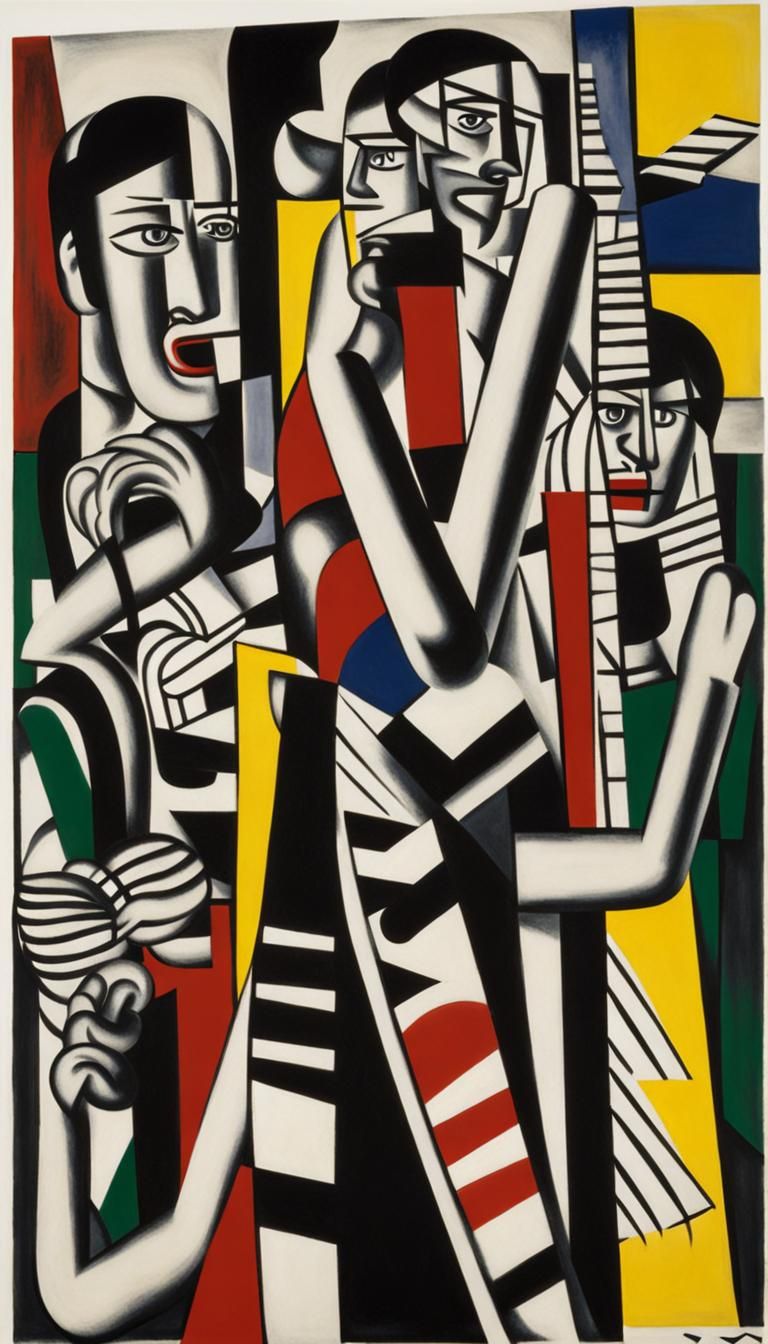 Abstract Expression of Fear in Cubist Style