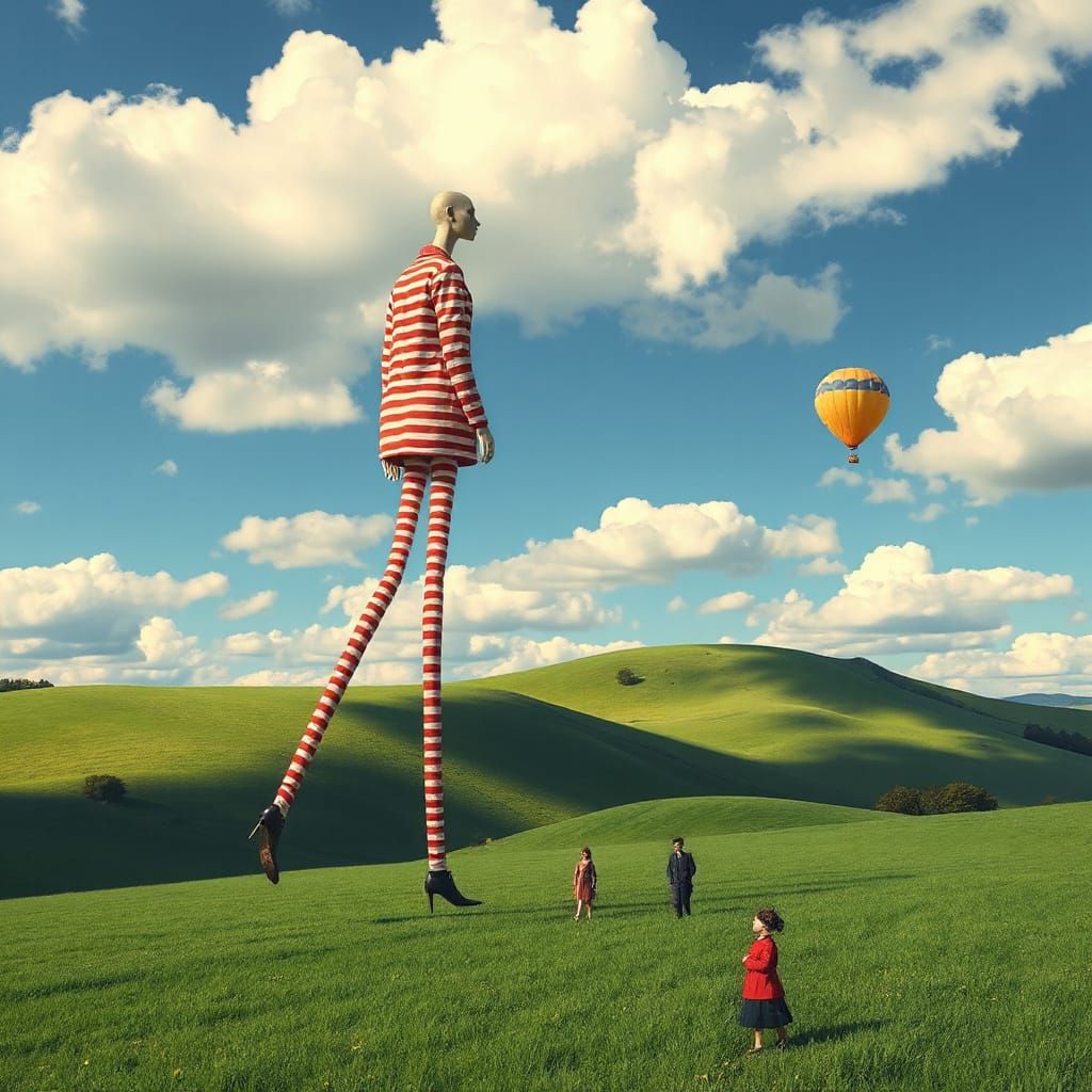 Ethereal Giant Strolls Through Whimsical Countryside