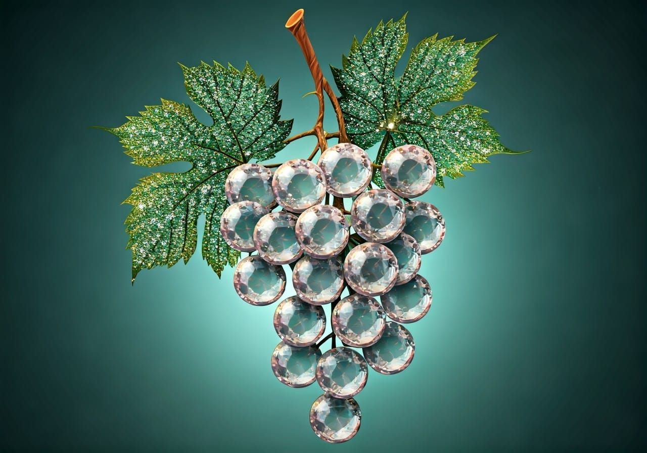 Glimmering Grapes in a Teal Fantasy