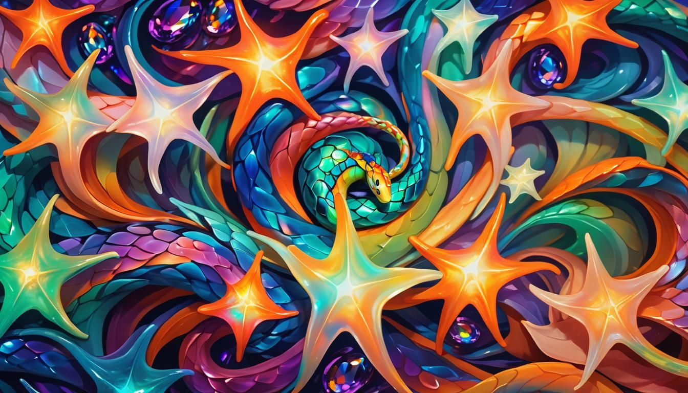 Bioluminescent Fire Snake Digital Art