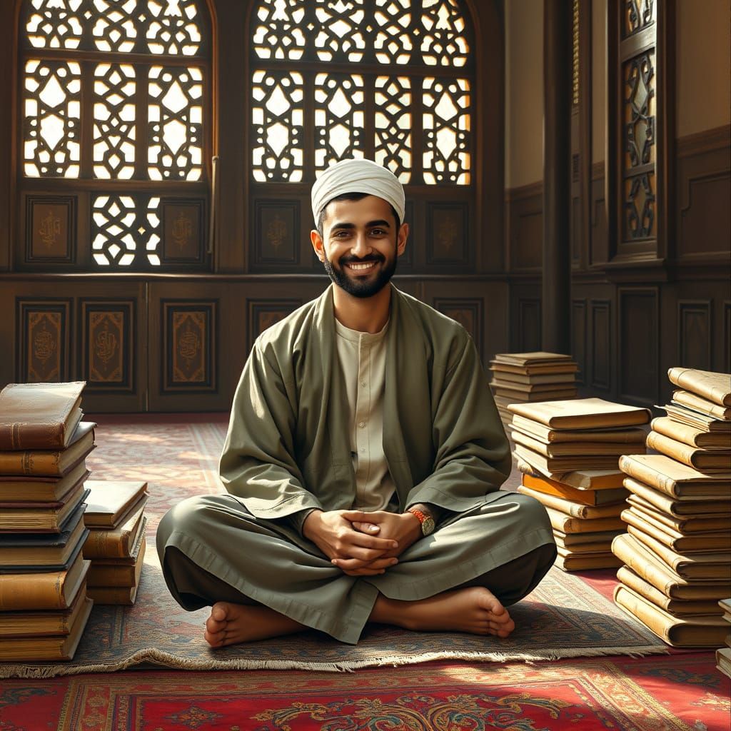 Syrian Scholar in Islamic Miniature Style