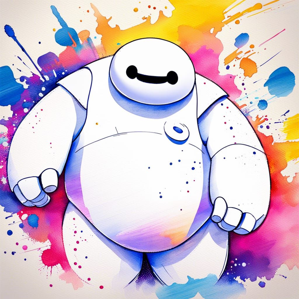 Watercolor Sketch of Baymax from Big Hero 6