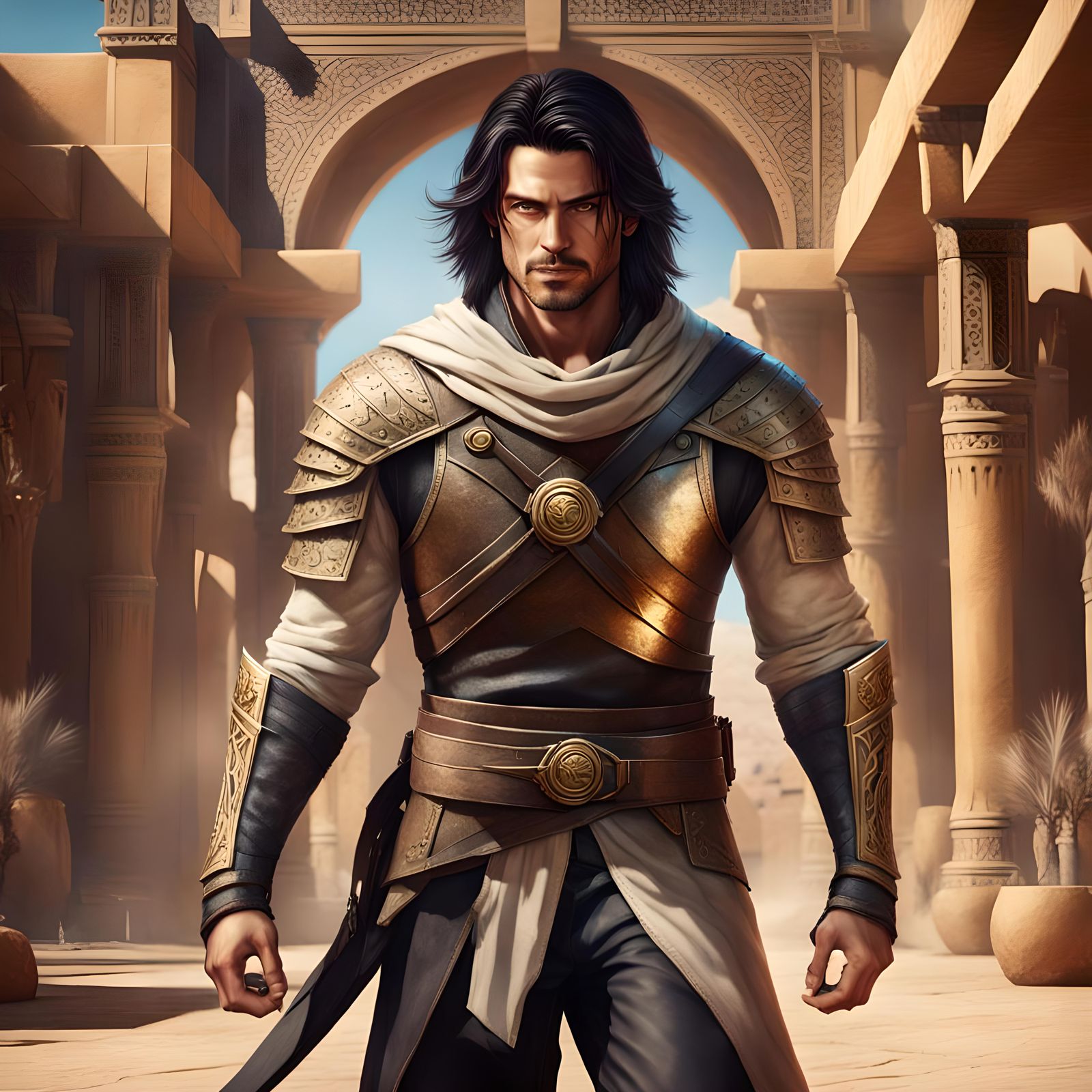 Handsome Assassin in Desert Palace: Fantasy Concept Art