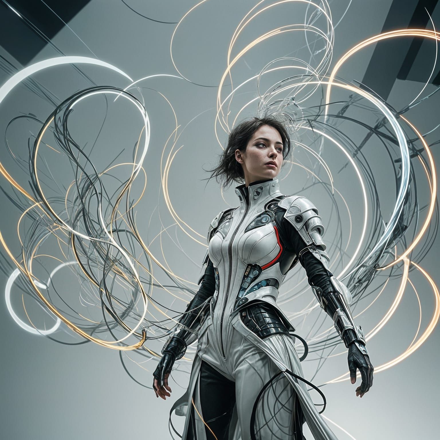 Woman in Conceptual Techno Art Style